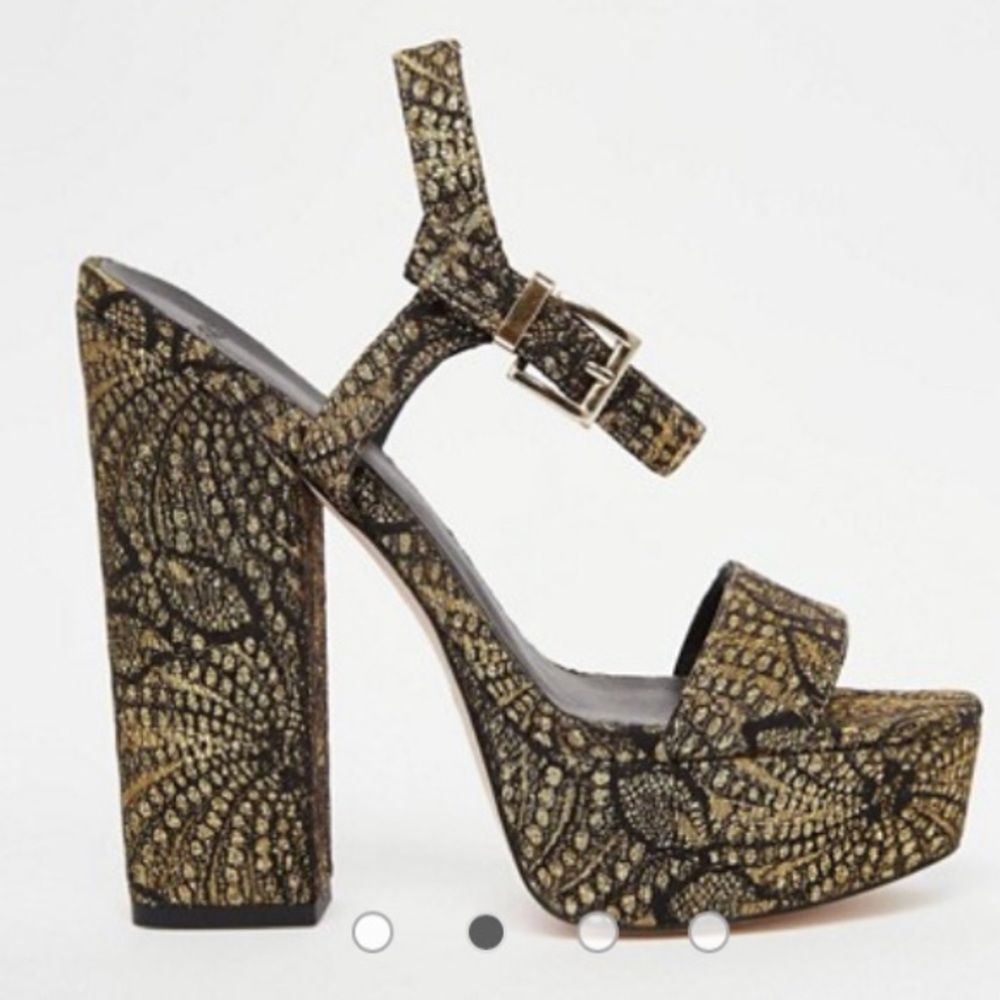 ASOS gold lace heeled platform heel sandals BNWOT - Picture 7 of 11